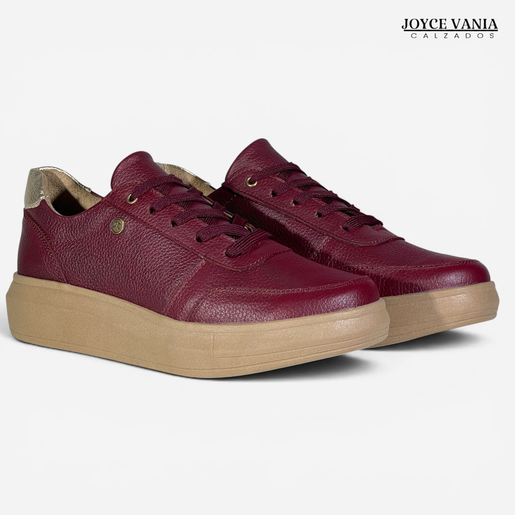 Zapatillas Urbanas de Cuero Mujer regina vino