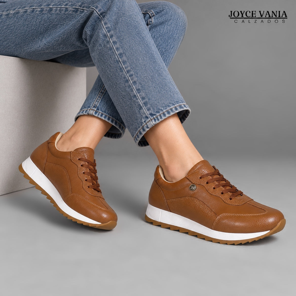 Zapatillas Urbanas de Cuero Mujer Cadencia miel