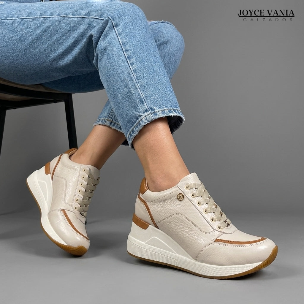 Zapatillas Urbanas de Cuero Mujer Oasis beige