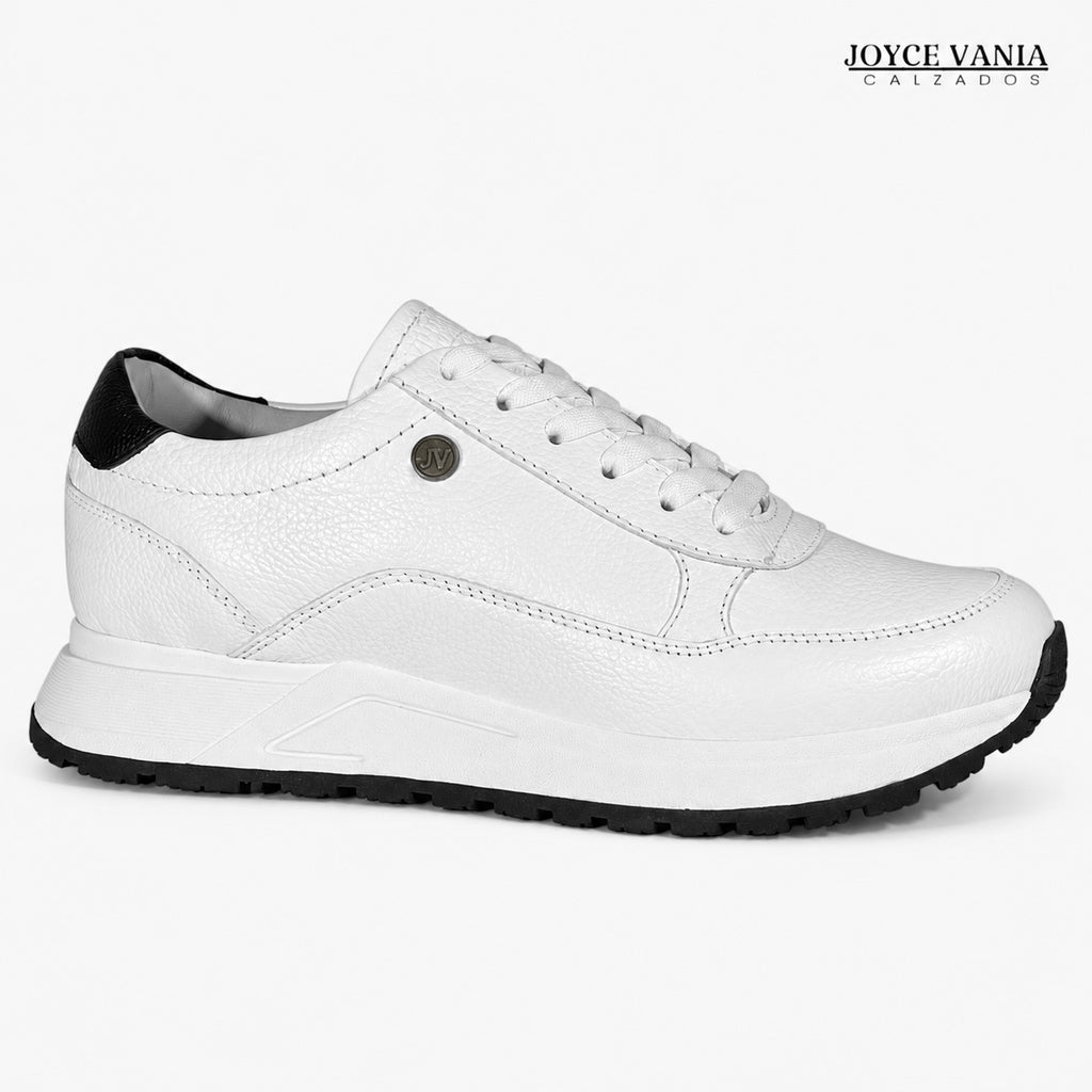Zapatillas Urbanas de Cuero Mujer Laura blanco/negro
