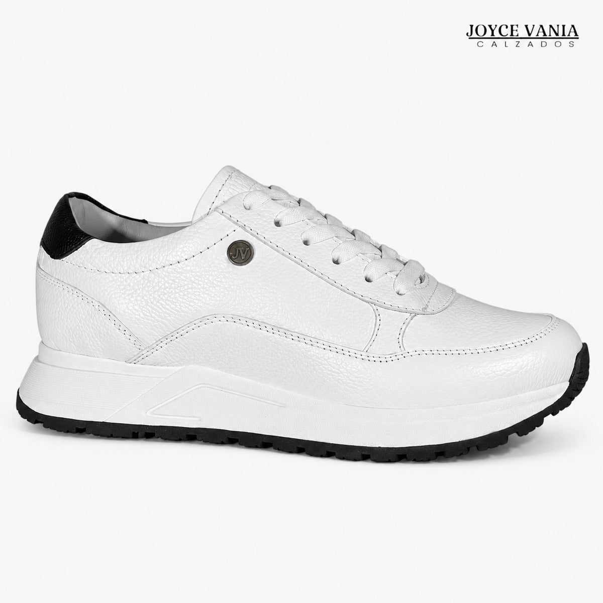Zapatillas Urbanas de Cuero Mujer Laura blanco/negro