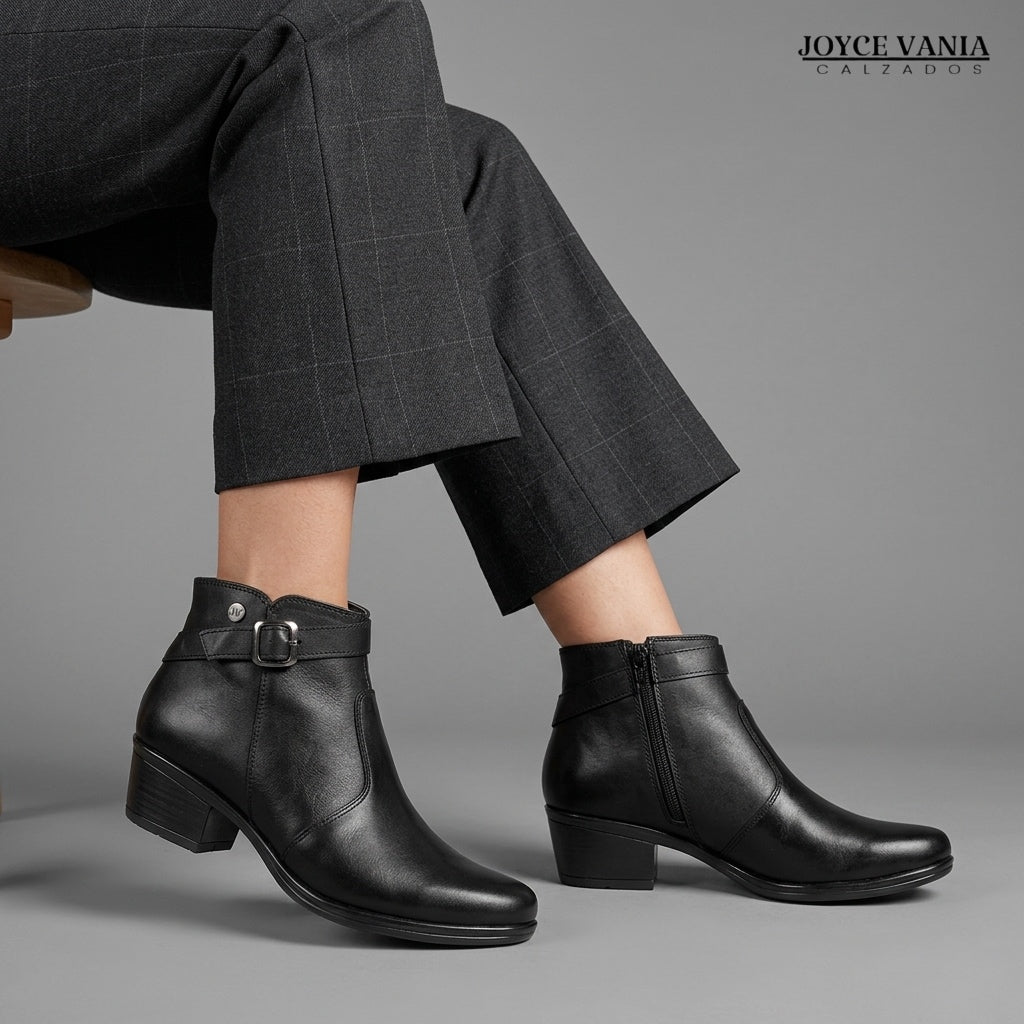 Botines Mujer de Cuero Kiara negro
