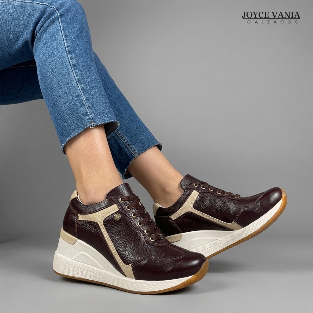 Zapatillas Urbanas de Cuero Mujer Siena marrón