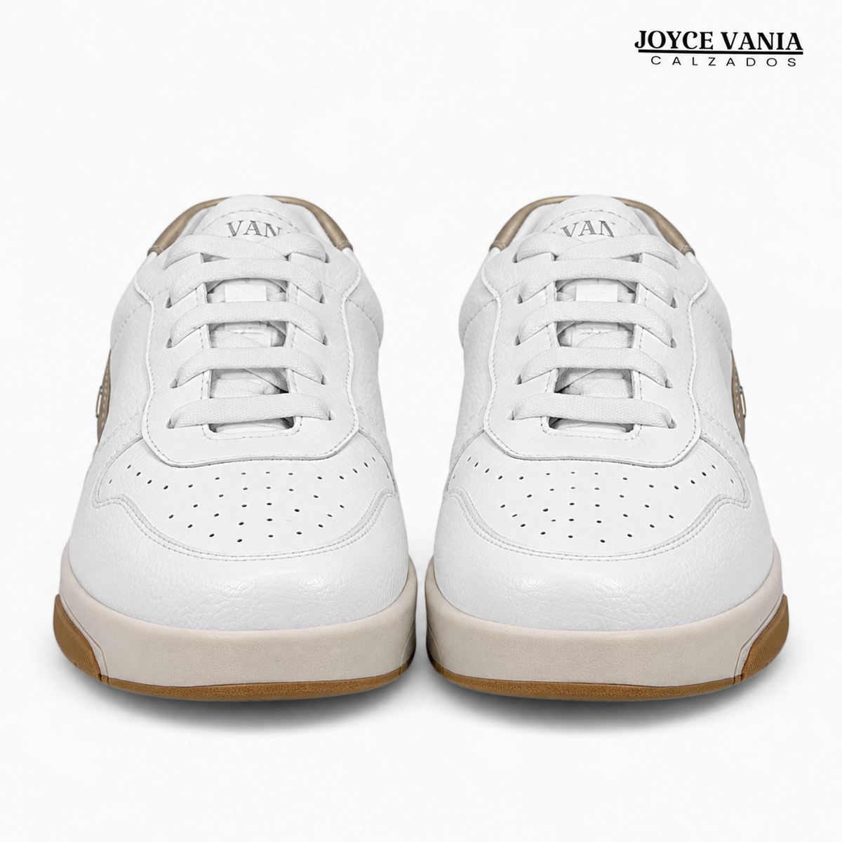 Zapatillas Urbanas Mujer de Cuero Noelia Blanco Beige