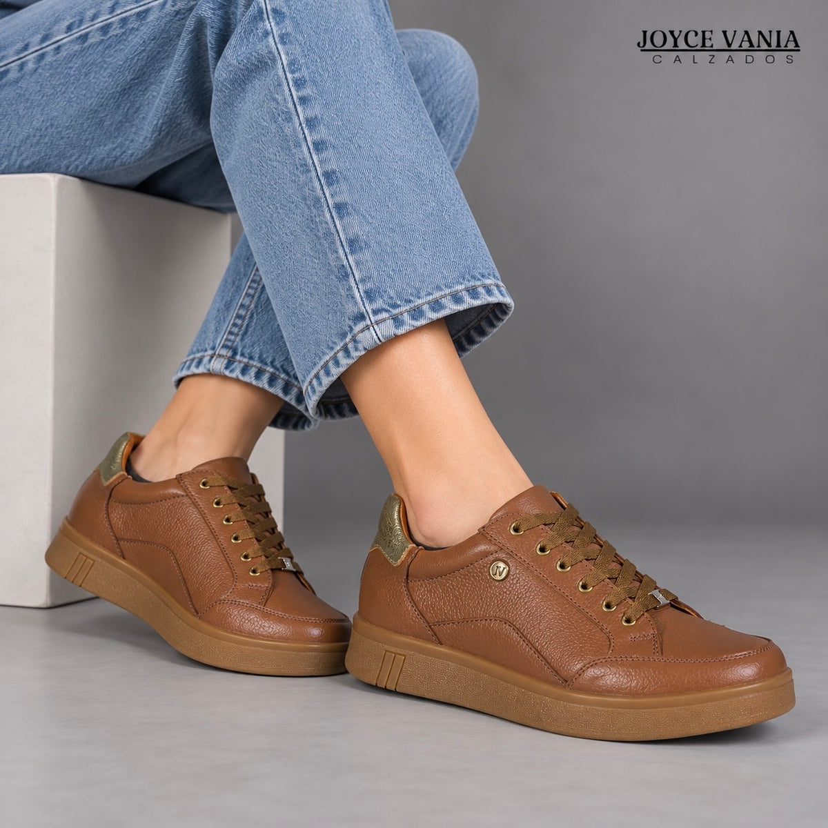 Zapatillas Urbanas de Cuero Mujer Lúmina miel