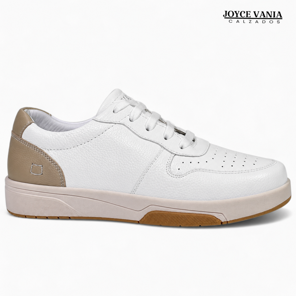 Zapatillas Urbanas Mujer de Cuero Noelia Blanco Beige