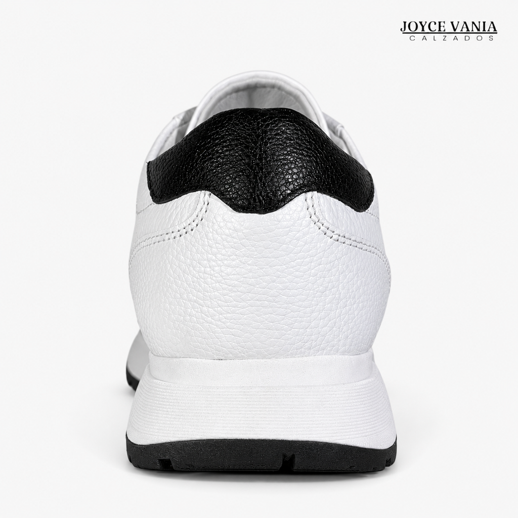 Zapatillas Urbanas de Cuero Mujer Laura blanco/negro