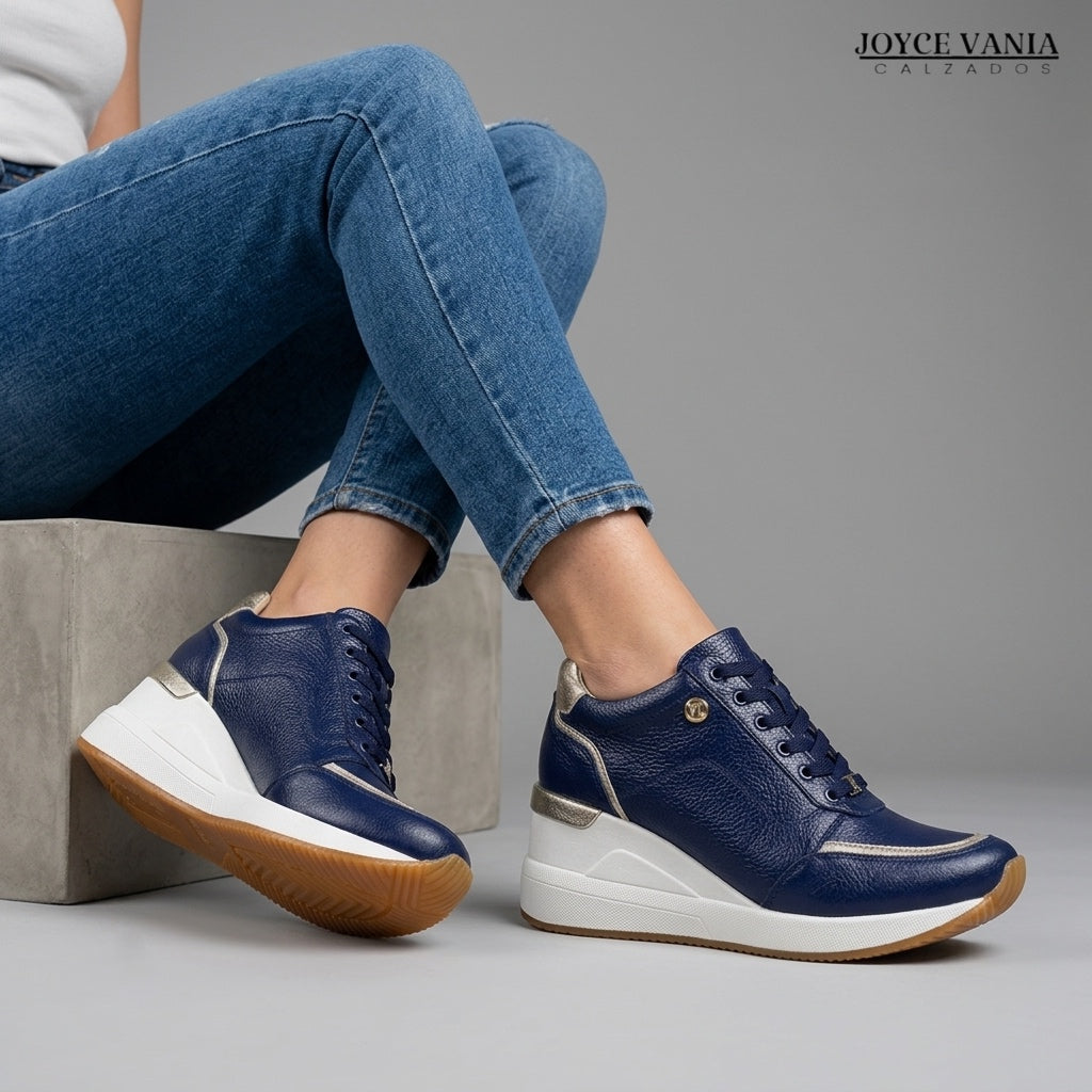 Zapatillas Urbanas de Cuero Mujer Oasis azul