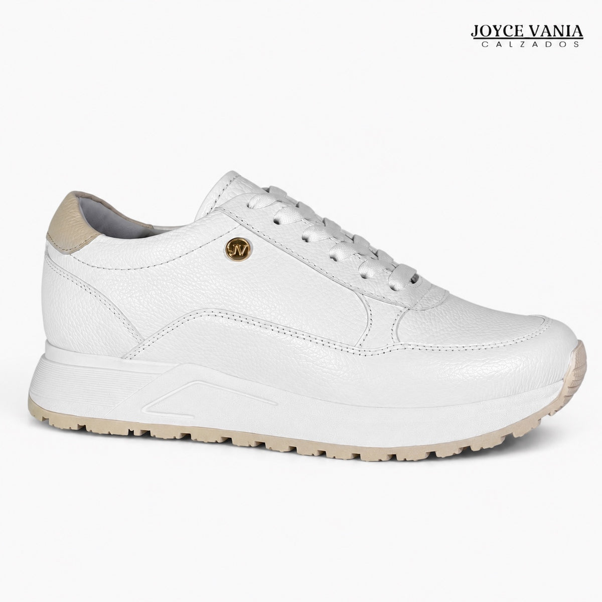 Zapatillas Urbanas de Cuero Mujer Laura blanco/nude