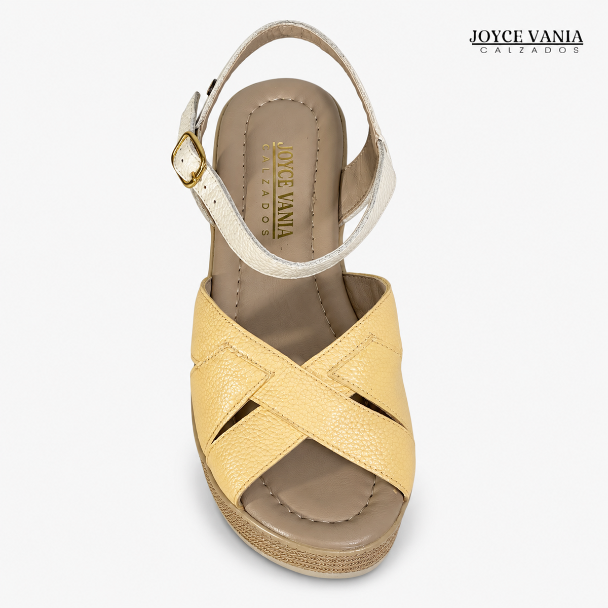 Sandalias de Cuero Mujer Elia Hueso/Mantequilla
