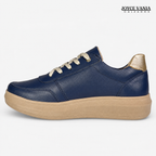 Zapatillas Urbanas Mujer de Cuero Regina Azul