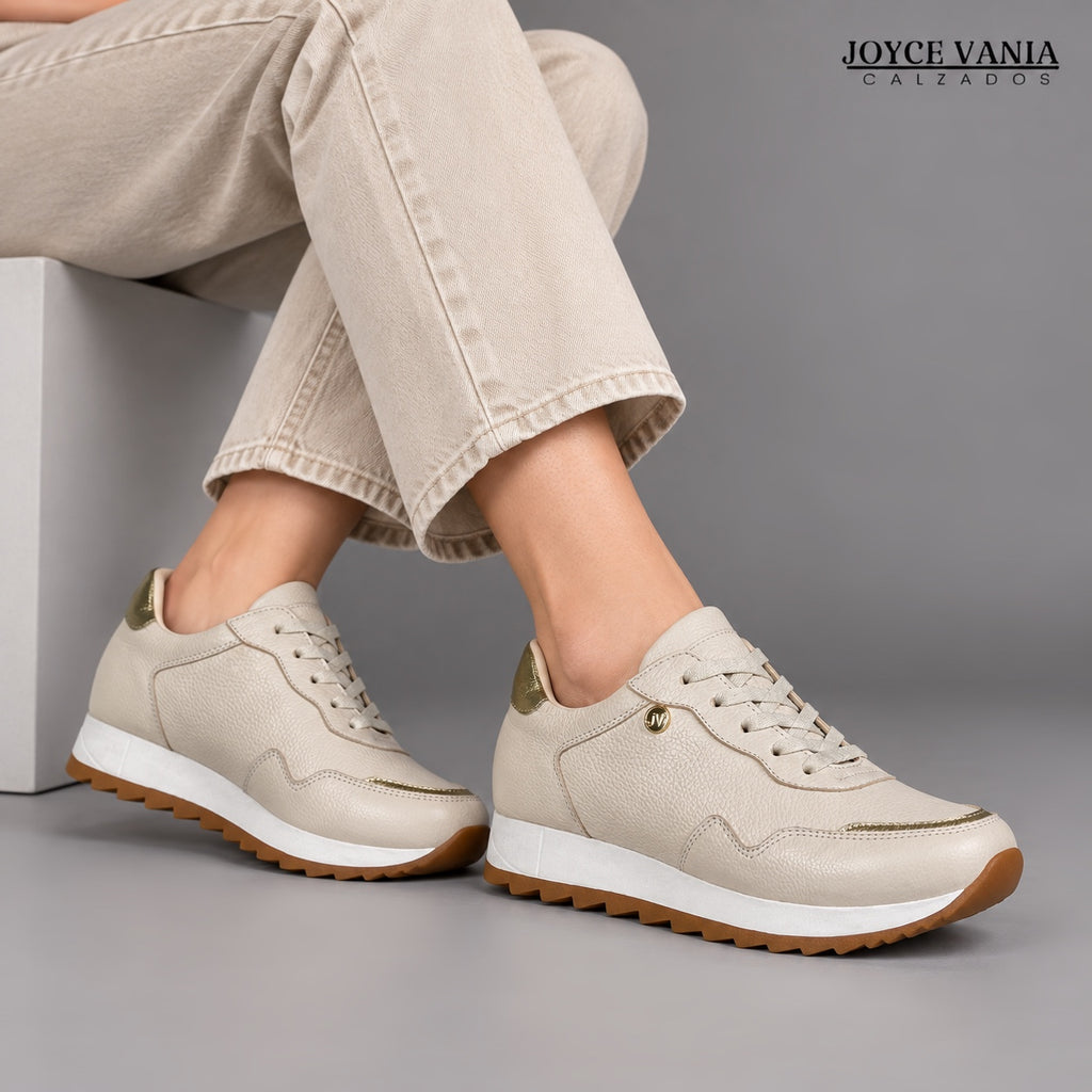 Zapatillas Urbanas de Cuero Mujer Serena beige