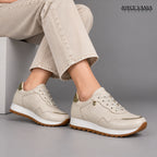 Zapatillas Urbanas de Cuero Mujer Serena beige