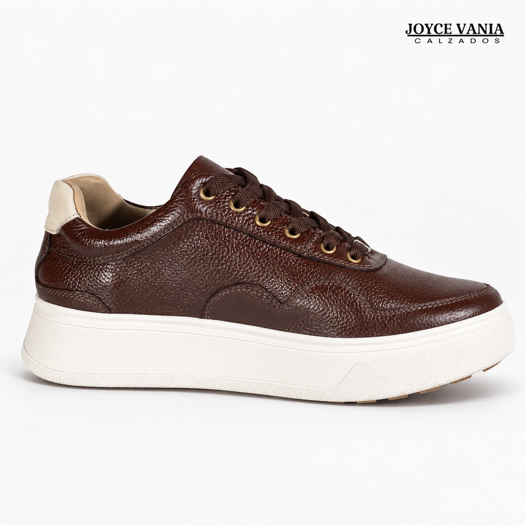 Zapatillas Urbanas Mujer de Cuero Gaela Marron