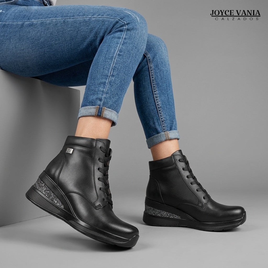 Botines de Cuero Mujer Kathy Negro