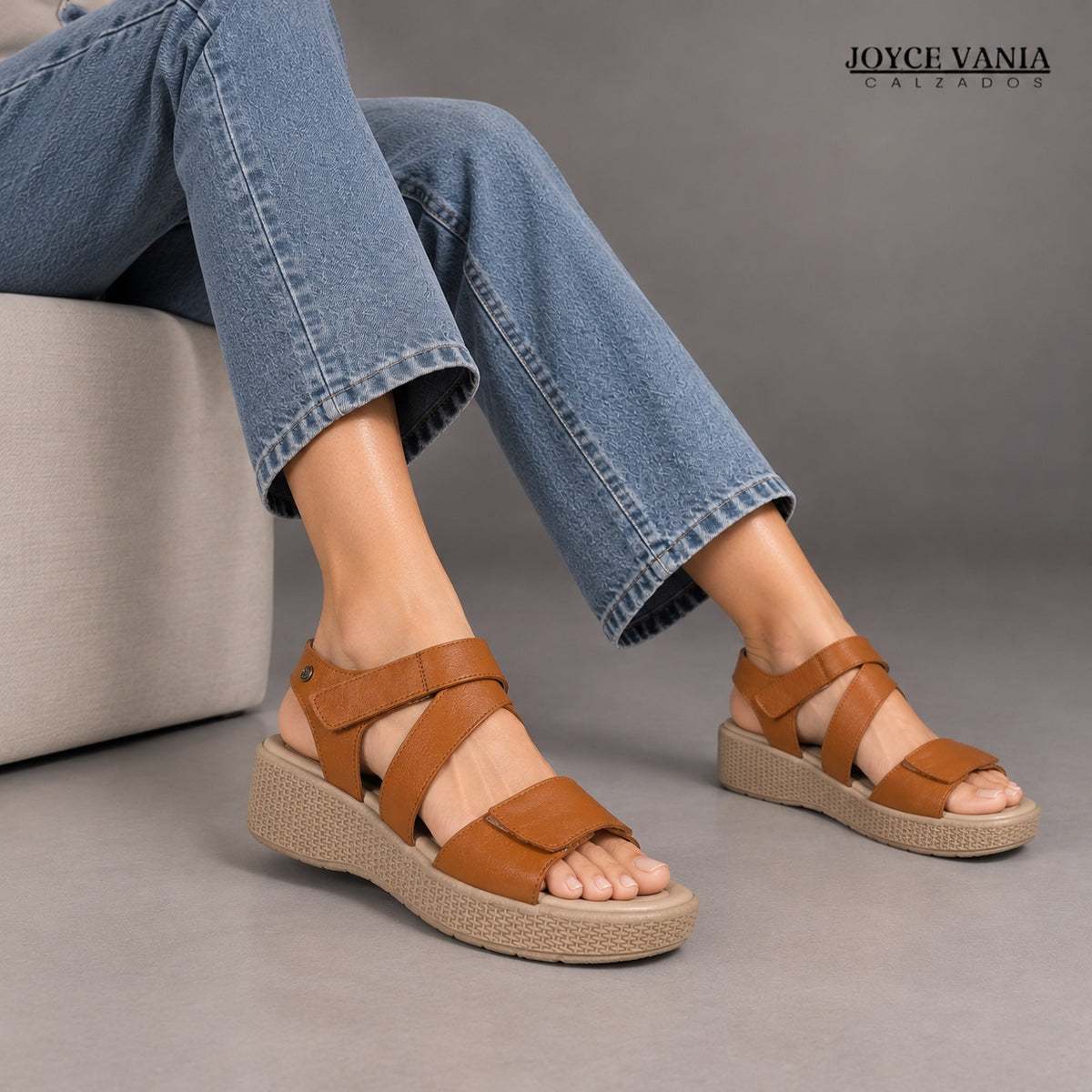 Sandalias de Cuero Mujer Ambar miel