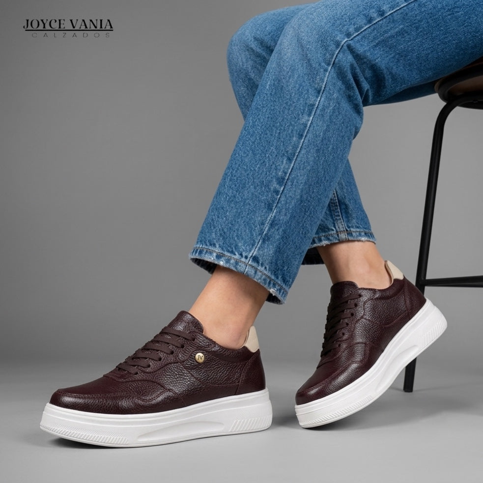 Zapatillas Urbanas de Cuero Mujer Nova marrón