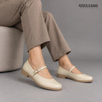 Zapatillas Urbanas de Cuero Mujer Sandra beige