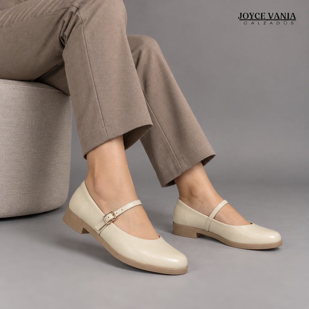 Zapatillas Urbanas de Cuero Mujer Sandra beige