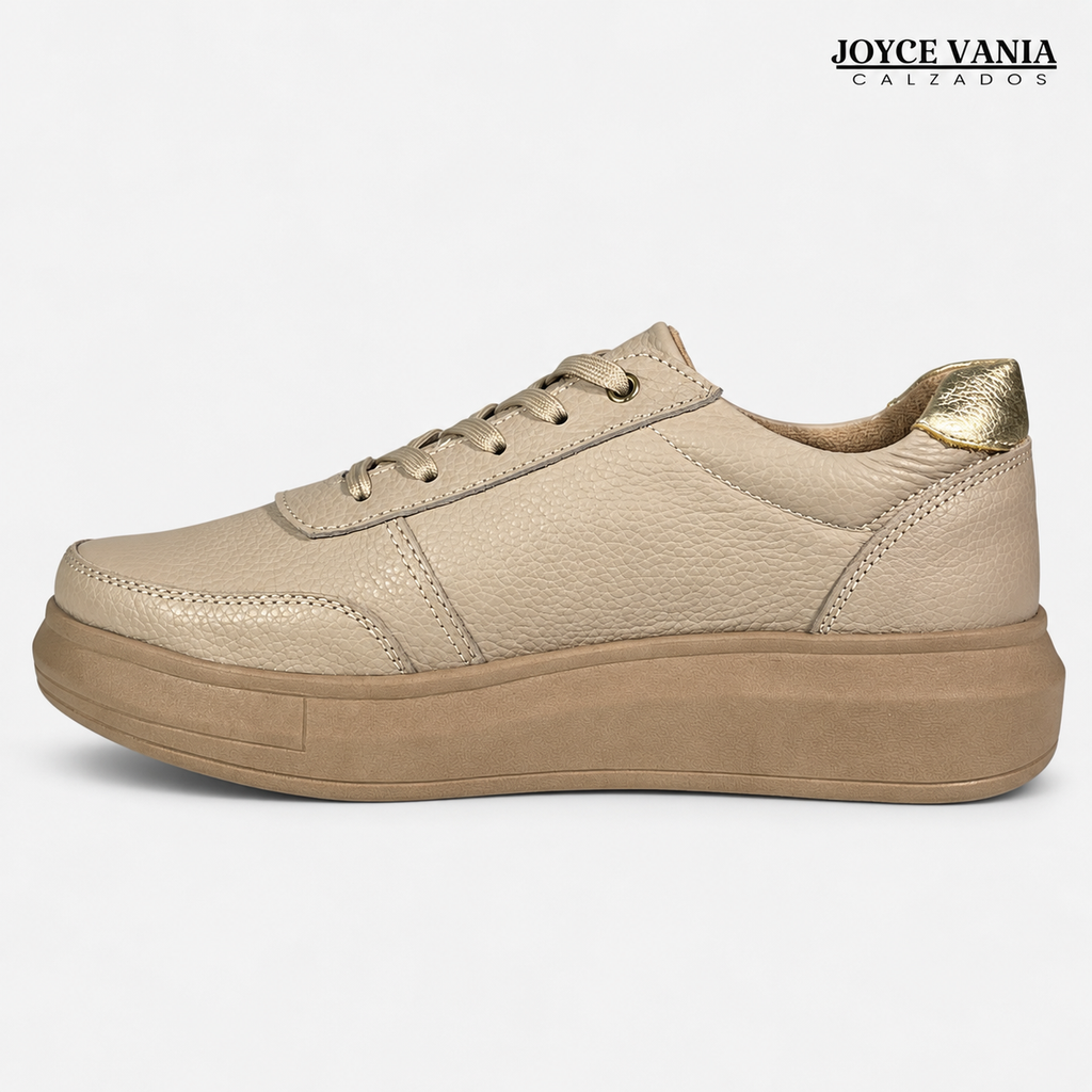 Zapatillas Urbanas Mujer de Cuero Regina Beige