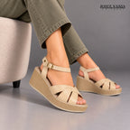 Sandalias de Cuero Mujer Elia beige