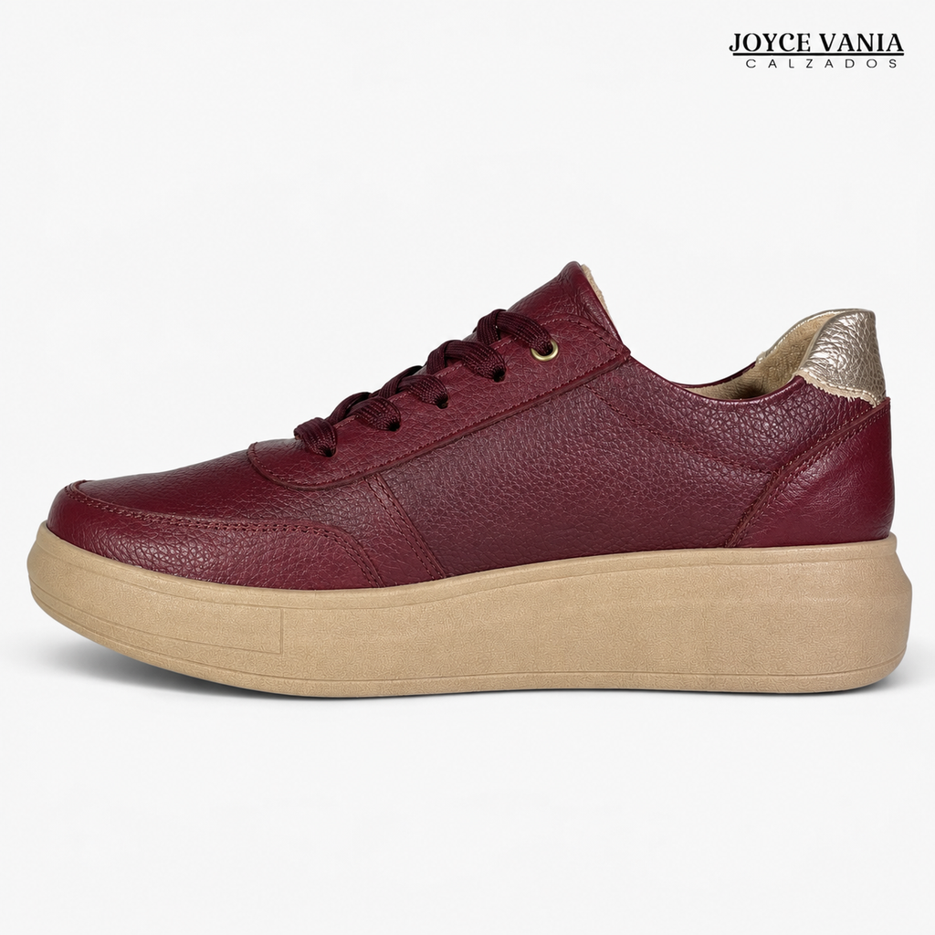 Zapatillas Urbanas de Cuero Mujer regina vino