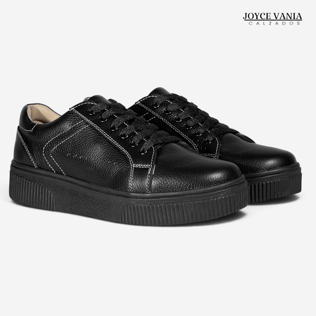 Zapatillas Urbanas de Cuero Mujer Sumiko negro