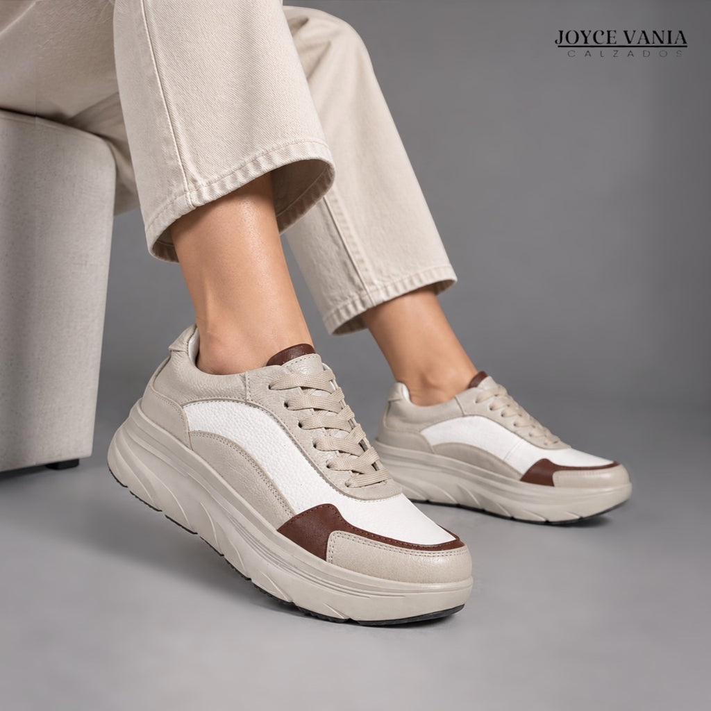 Zapatillas Urbanas Mujer de Cuero Noemi Nude