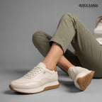 Zapatillas Urbanas de Cuero Mujer Aura beige