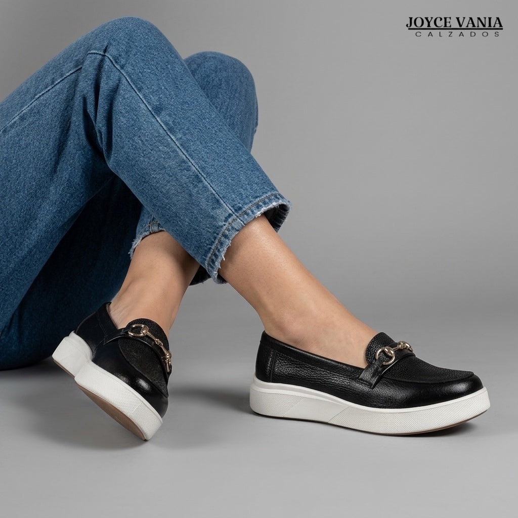 Mocasines de Cuero Mujer Pilar negro