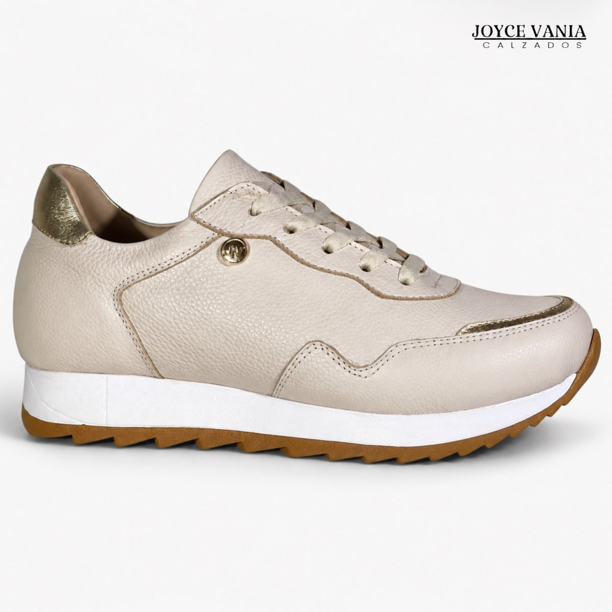 Zapatillas Urbanas de Cuero Mujer Serena beige