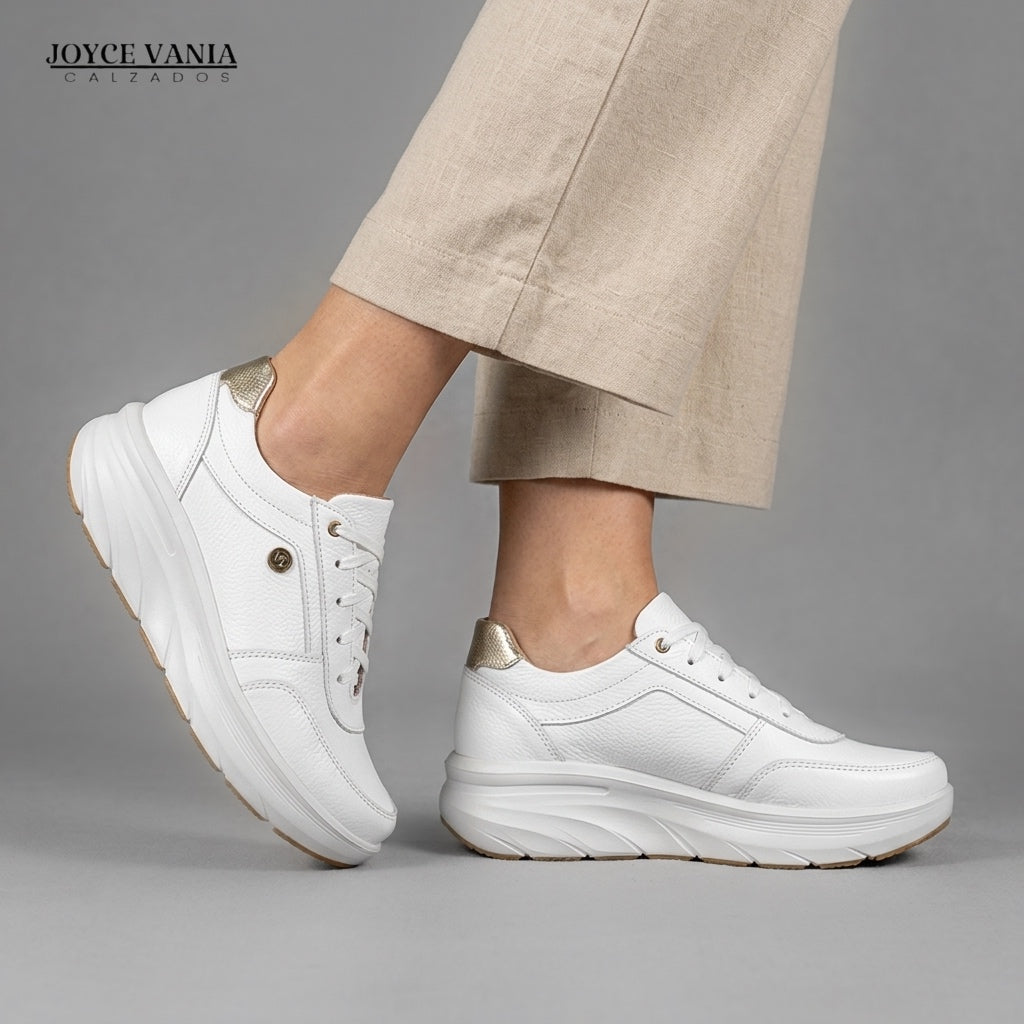 Zapatillas Urbanas de Cuero Mujer Mireyda blanco DOS