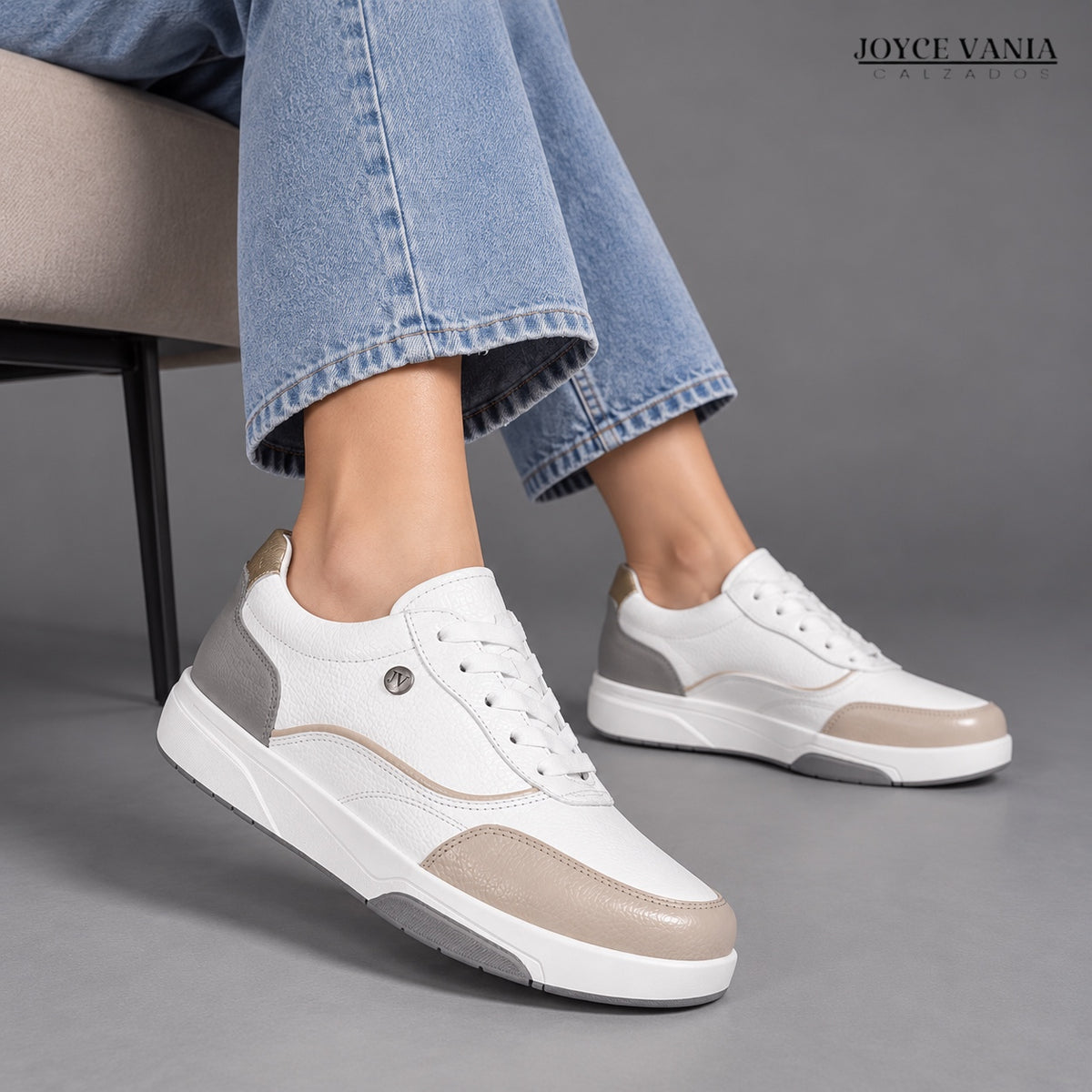 Zapatillas Urbanas de Cuero Mujer Esencia blanco
