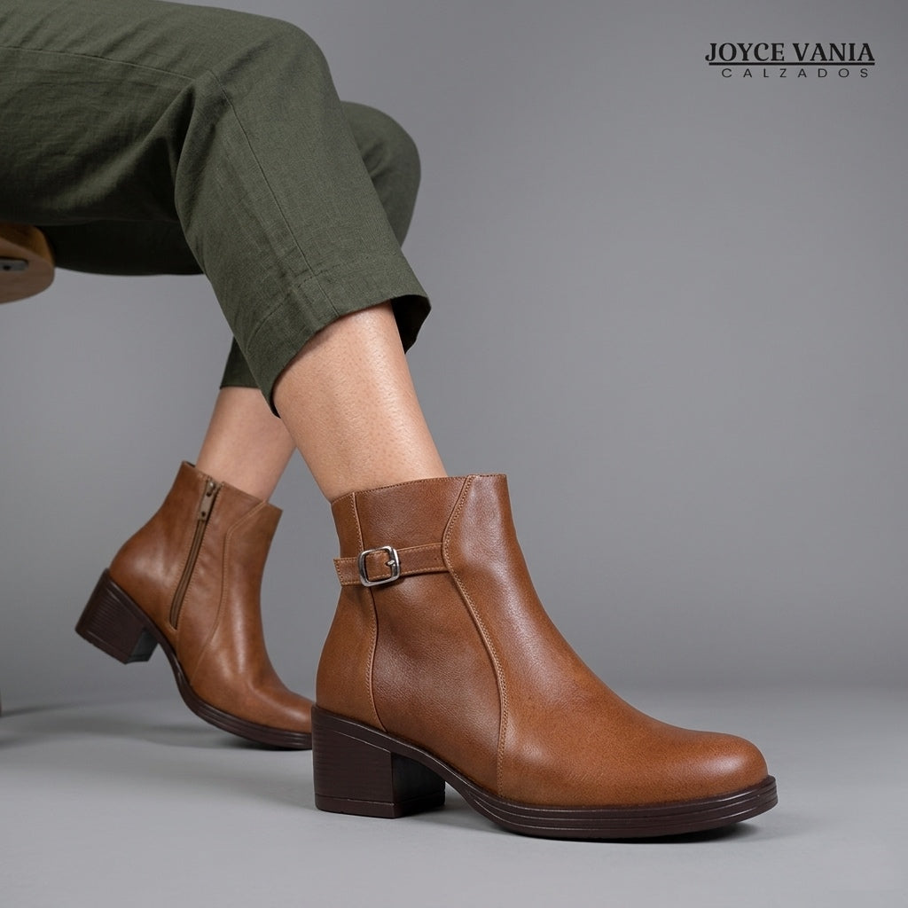 Botines Mujer de Cuero Tamara caramelo