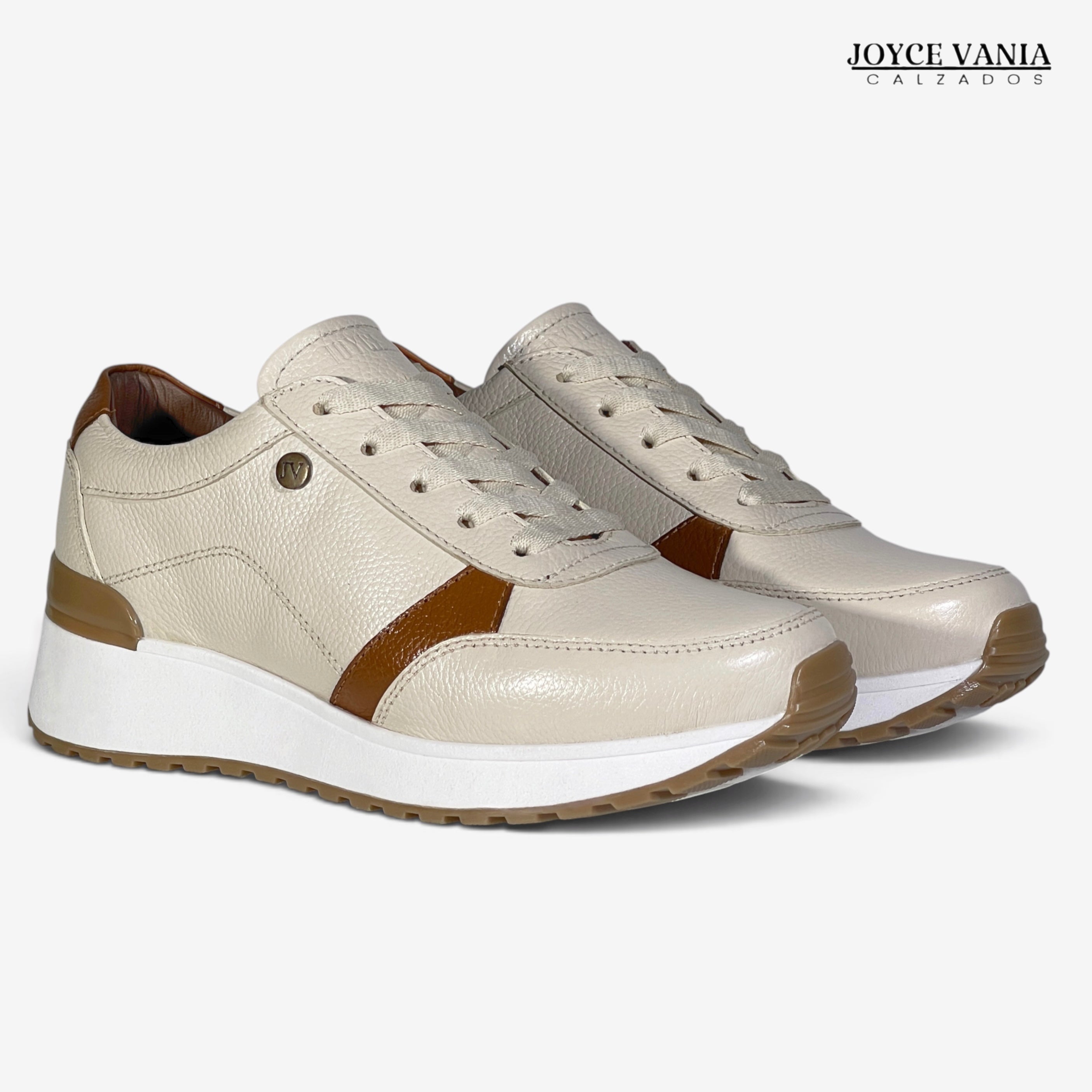 Zapatillas Urbanas de Cuero Mujer Aurora beige