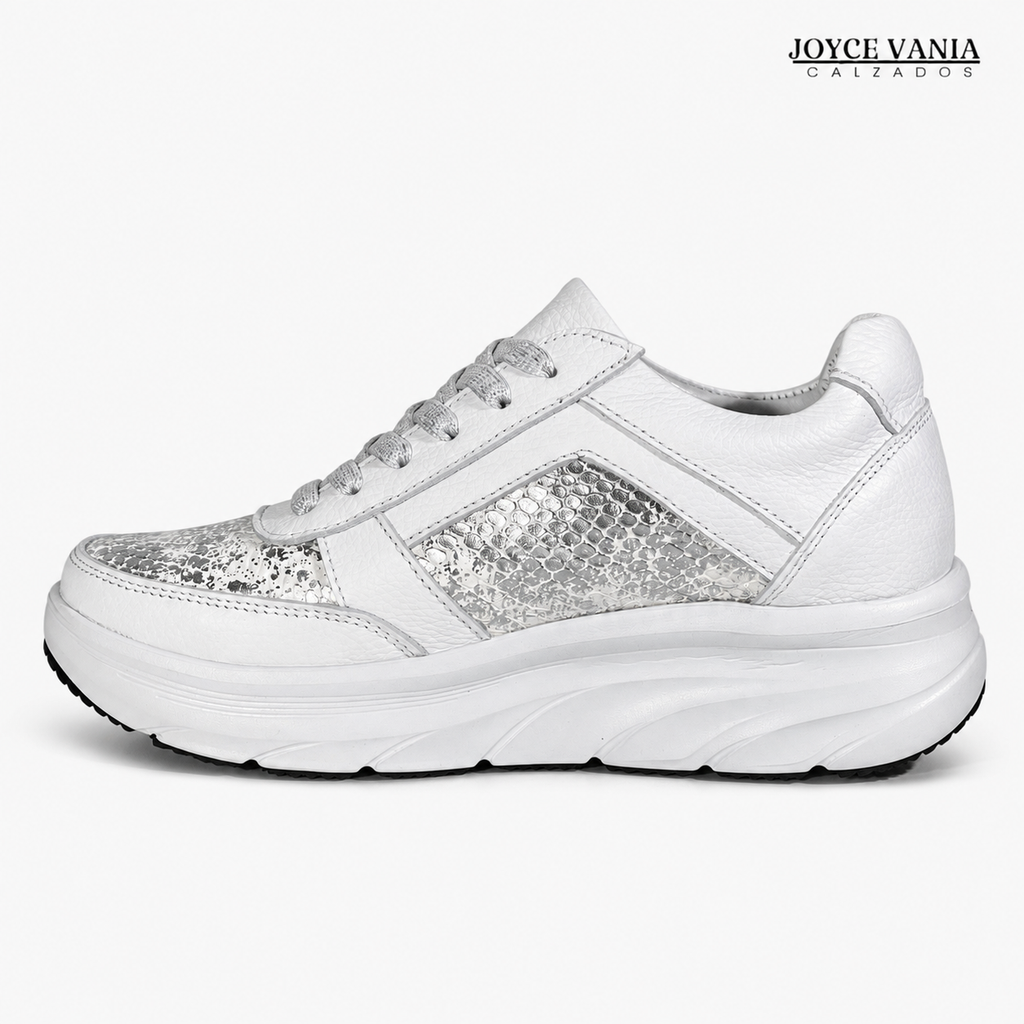 Zapatillas Urbanas de Cuero Mujer Ibeth plata