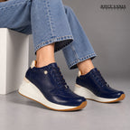 Zapatillas Urbanas de Cuero Mujer Conny azul marino