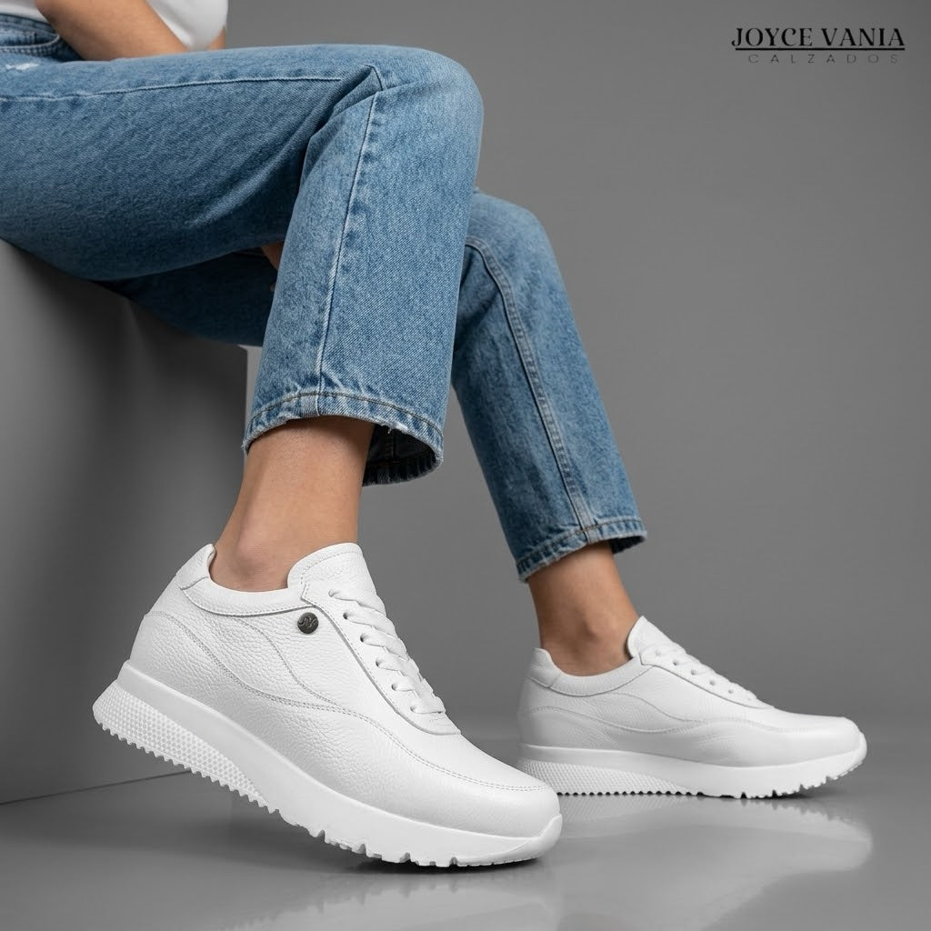 Zapatillas Urbanas Mujer de Cuero Angie Blanco