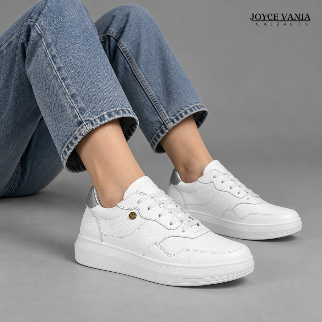 Zapatillas Urbanas de Cuero Mujer Nova blanco DOS