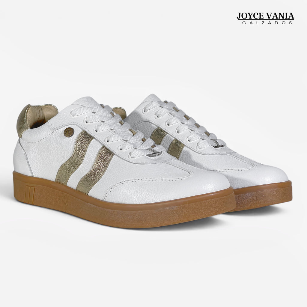 Zapatillas Urbanas de Cuero Mujer Ivonne Blanco