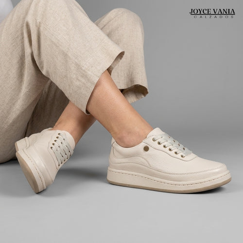Zapatillas Urbanas de Cuero Mujer Jimena hueso