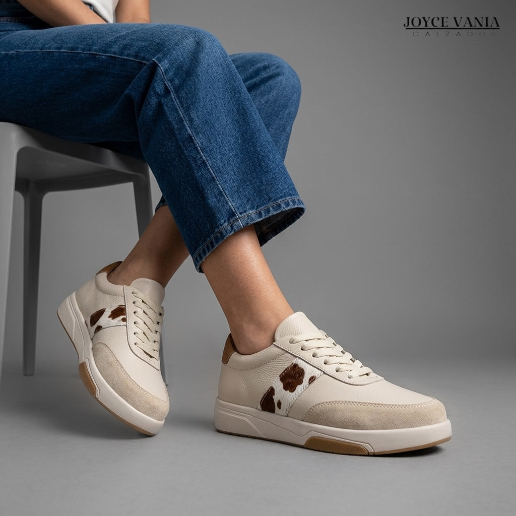 Zapatillas Urbanas de Cuero Mujer Briseida beige