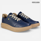 Zapatillas Urbanas Mujer de Cuero Regina Azul