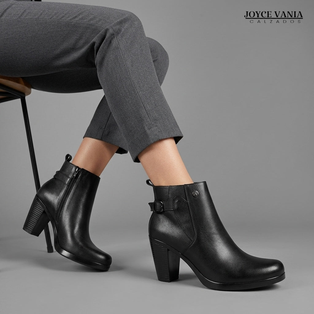 Botines Mujer de Cuero Wendy negro