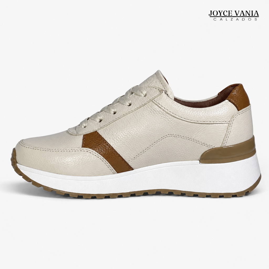 Zapatillas Urbanas de Cuero Mujer Aurora beige