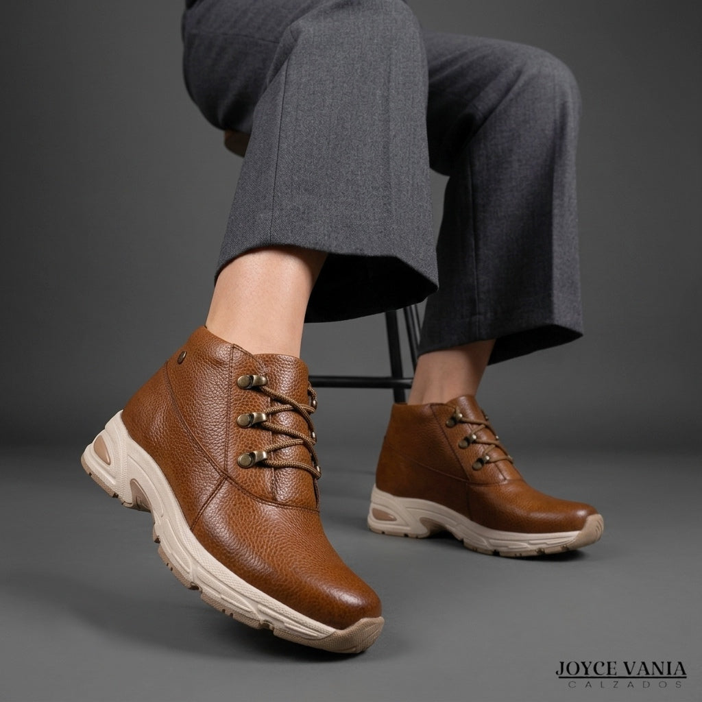 Zapatillas Urbanas de Cuero Mujer Aitana miel