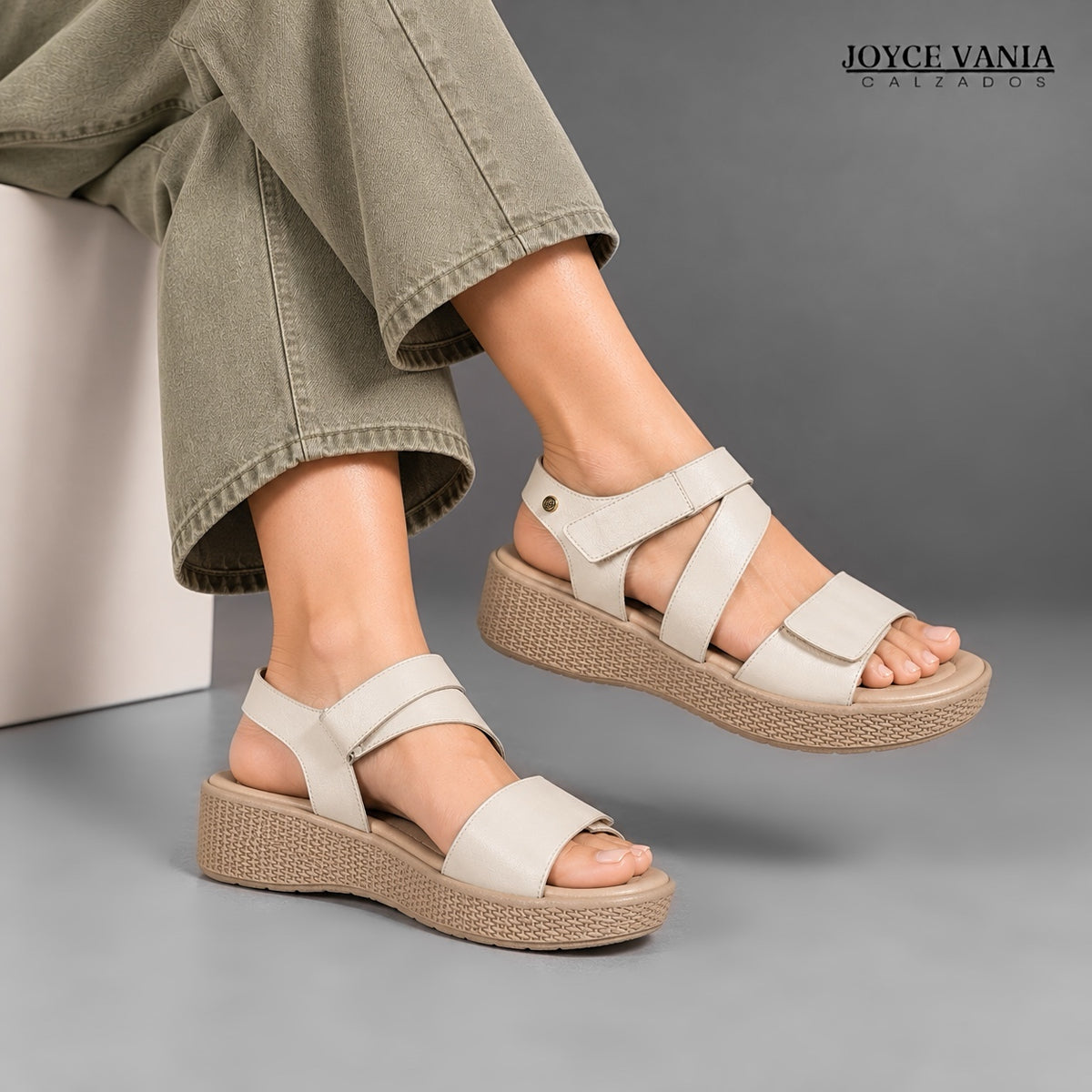 Sandalias de Cuero Mujer Ambar hueso