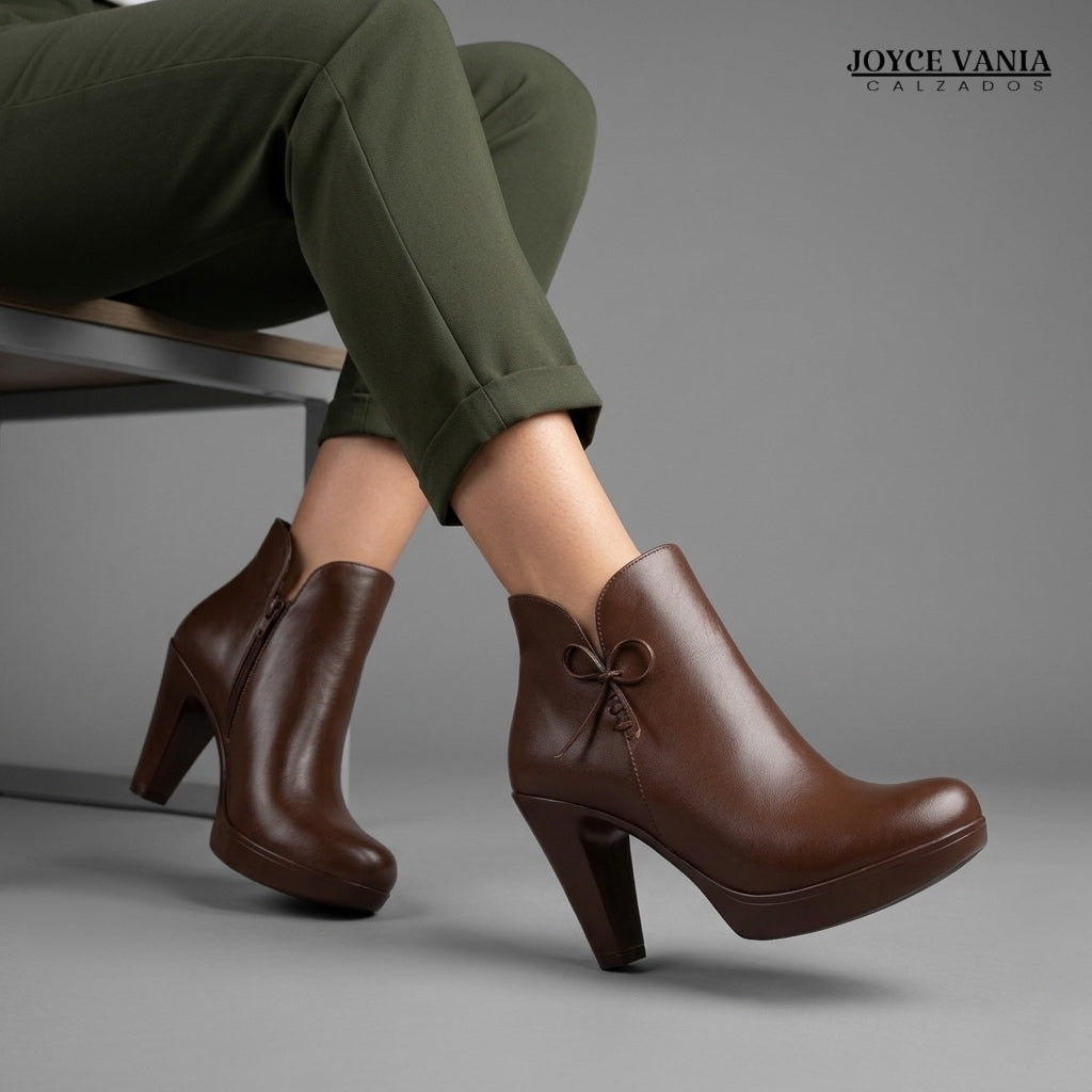 Botines Mujer de Cuero Genovia Marron