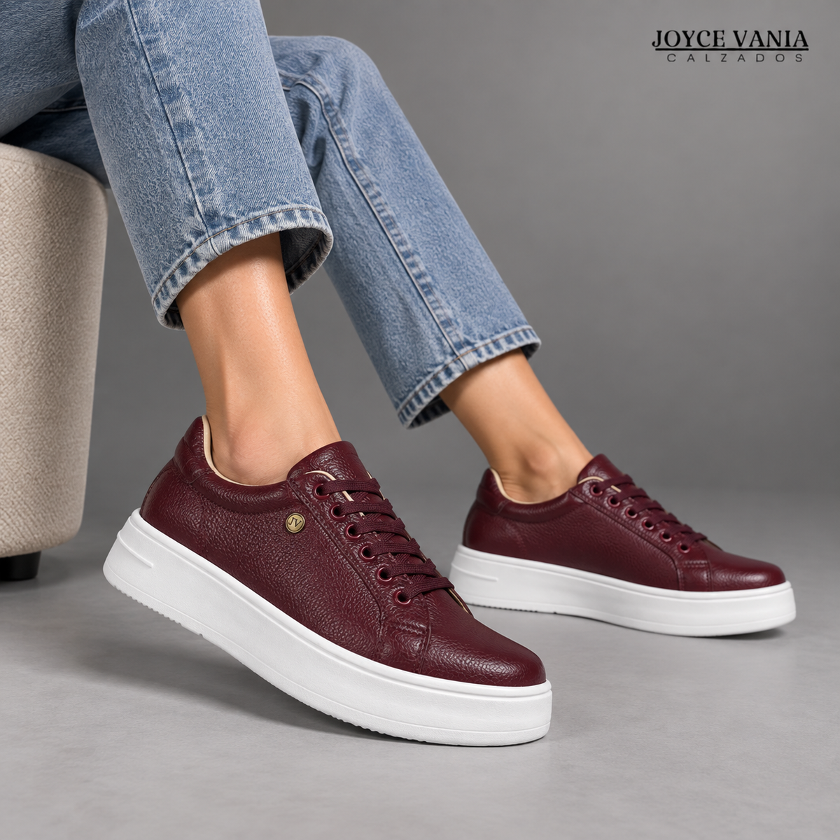 Zapatillas Urbanas de Cuero Mujer Senda vino borgoña
