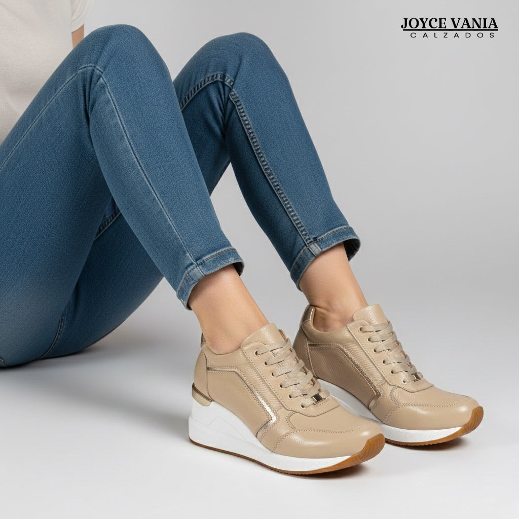 Zapatillas Urbanas Mujer de Cuero Lyra Nude